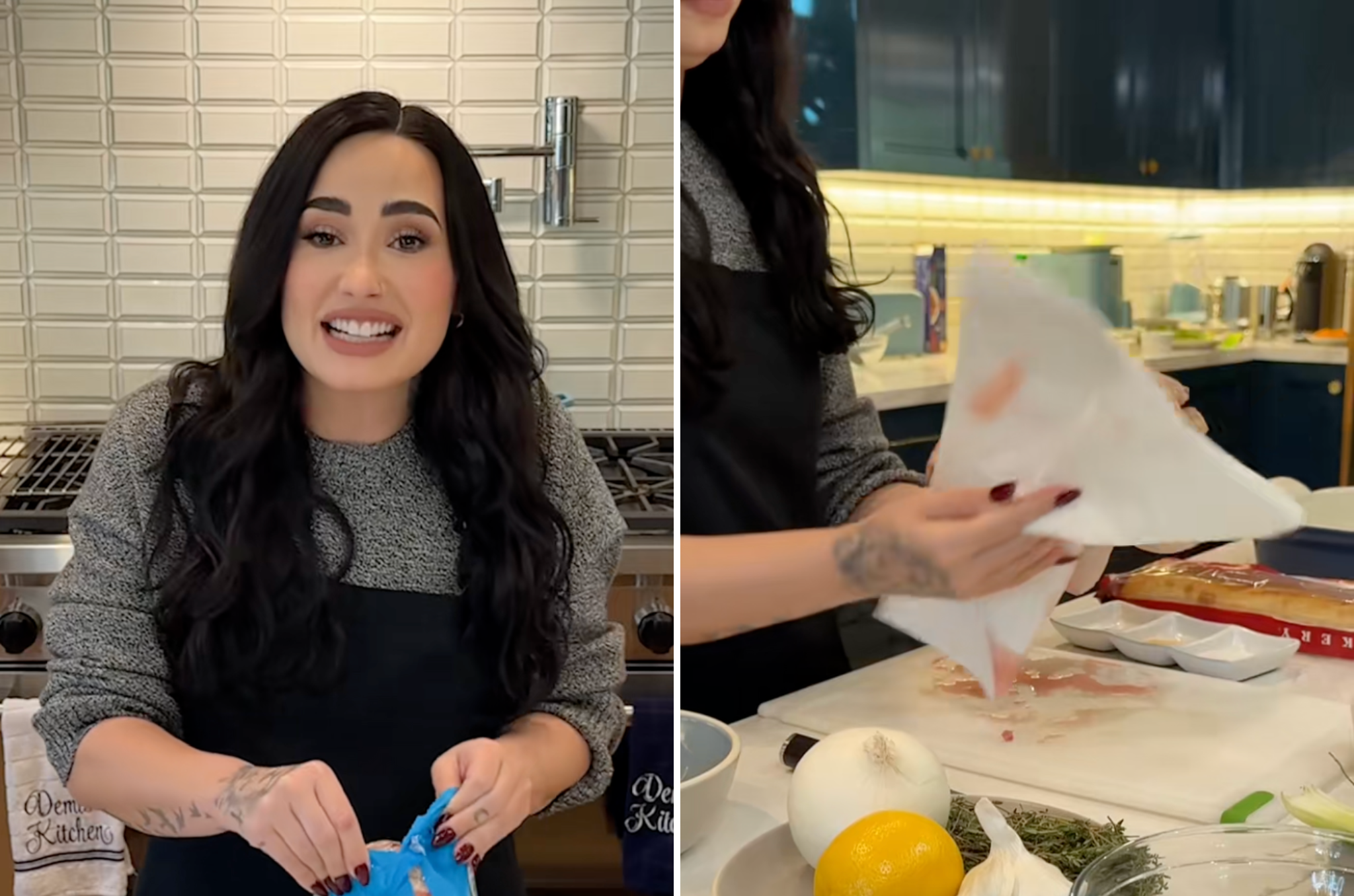 Demi Lovato maakte fans bezorgd nadat haar handen wankel leken in een Tiktok -kookvideo