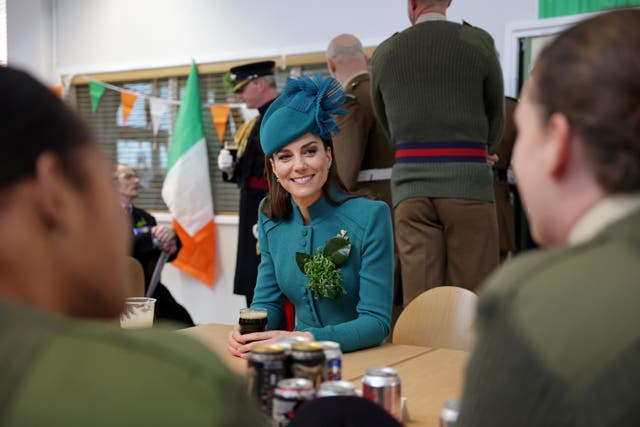 The Princess of Wales will visit the Irish Guards on St Patrick’s Day (Chris Jackson/PA)