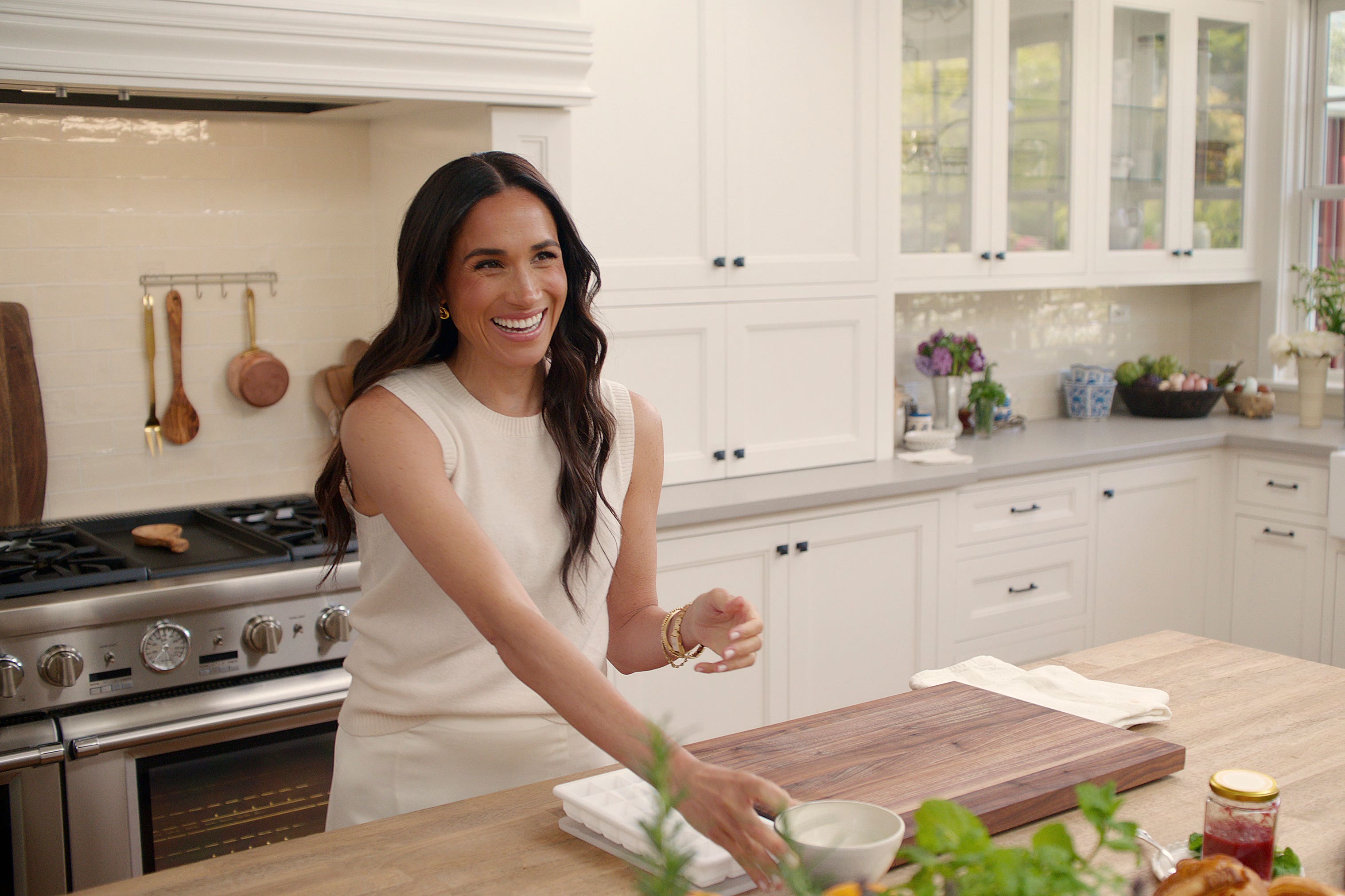 ‘The bone, sand and hessian colour tones of Meghan’s show are calming, relaxing and dependable – when everything around me feels like I’m spinning plates’