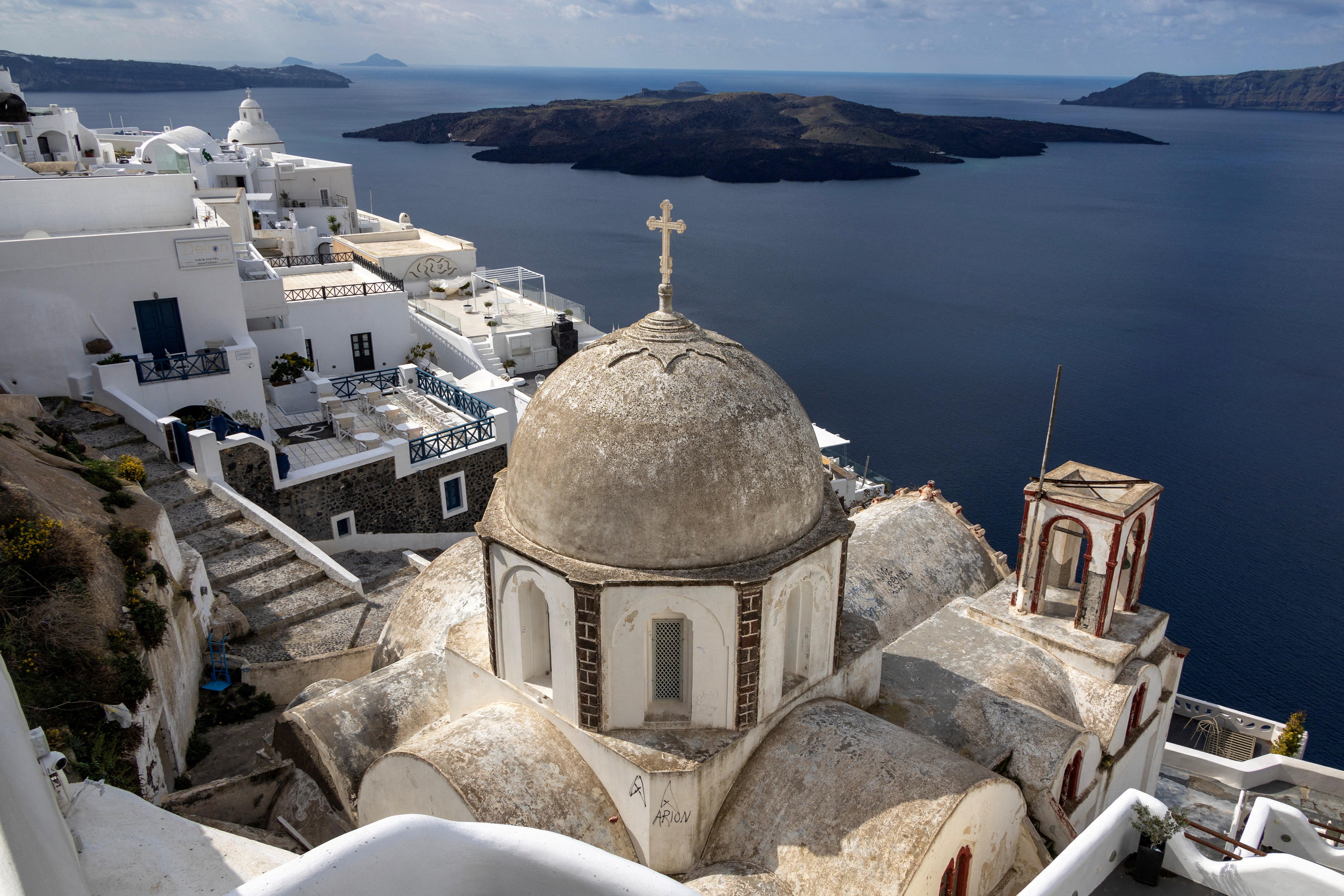 <p>Tourist arrivals in Santorini have fallen by up to 30 per cent</p>