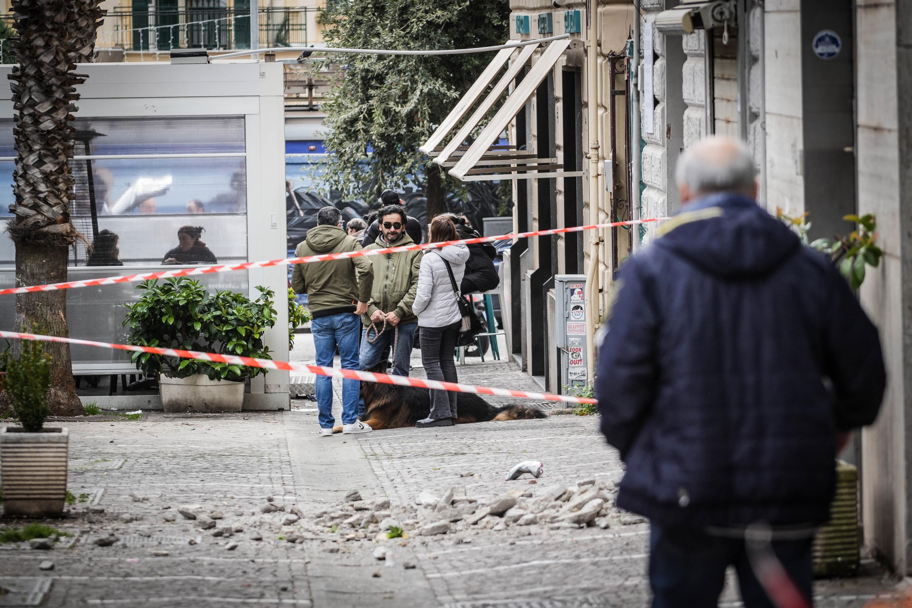 Debris lies in the street following an earthquake in March in Bagnoli