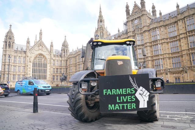 <p>Farmers protest in Westminster over changes to inheritance tax rules (Jonathan Brady/PA)</p>