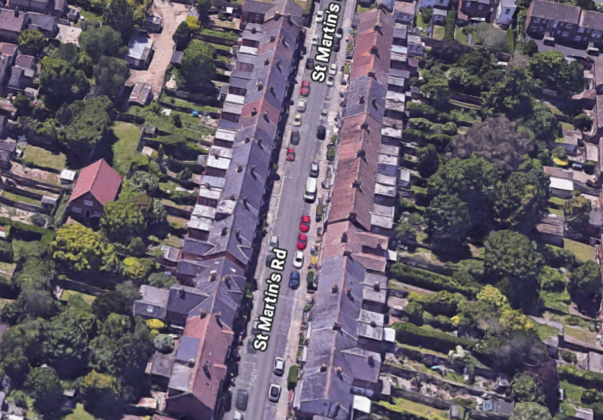 A satellite view of the gardens in St Martin's Road, Canterbury