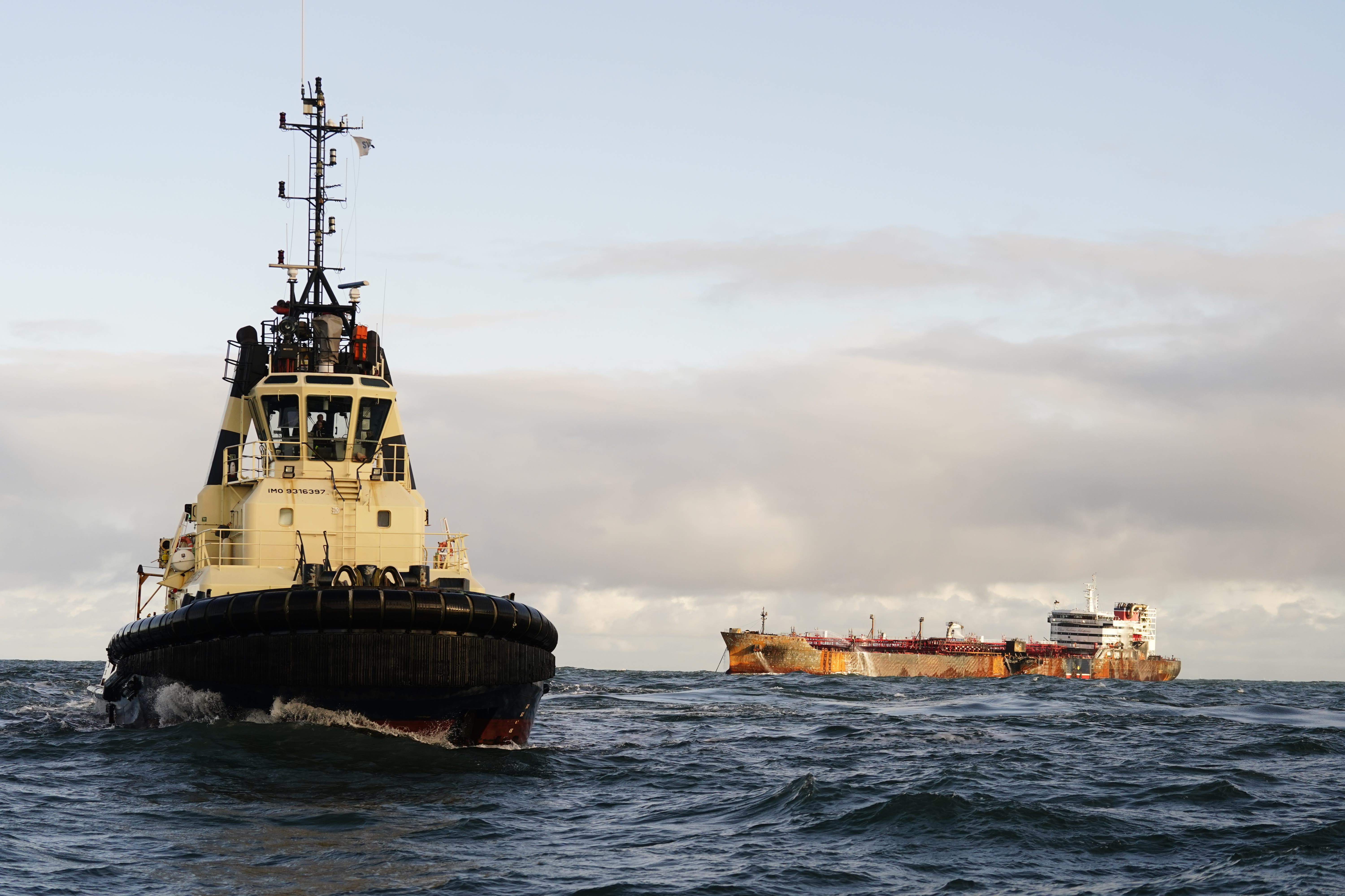 The US oil tanker MV Stena Immaculate which was struck by the Solong container ship, in the Humber Estuary, off the east coast of Yorkshire