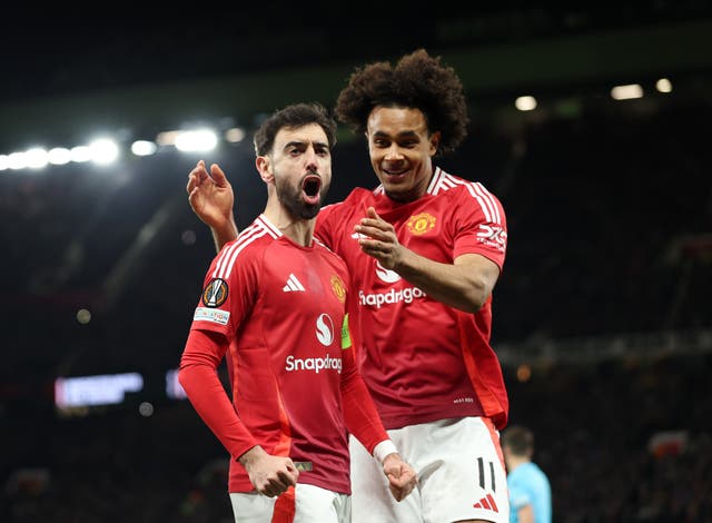 <p>Bruno Fernandes starred as Manchester United reached the Europa League quarter-finals</p>