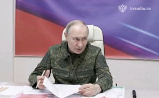 Russian President Putin visits military headquarters in the Kursk region