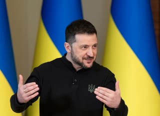 Ukrainian president Volodymyr Zelensky press conference in Kyiv