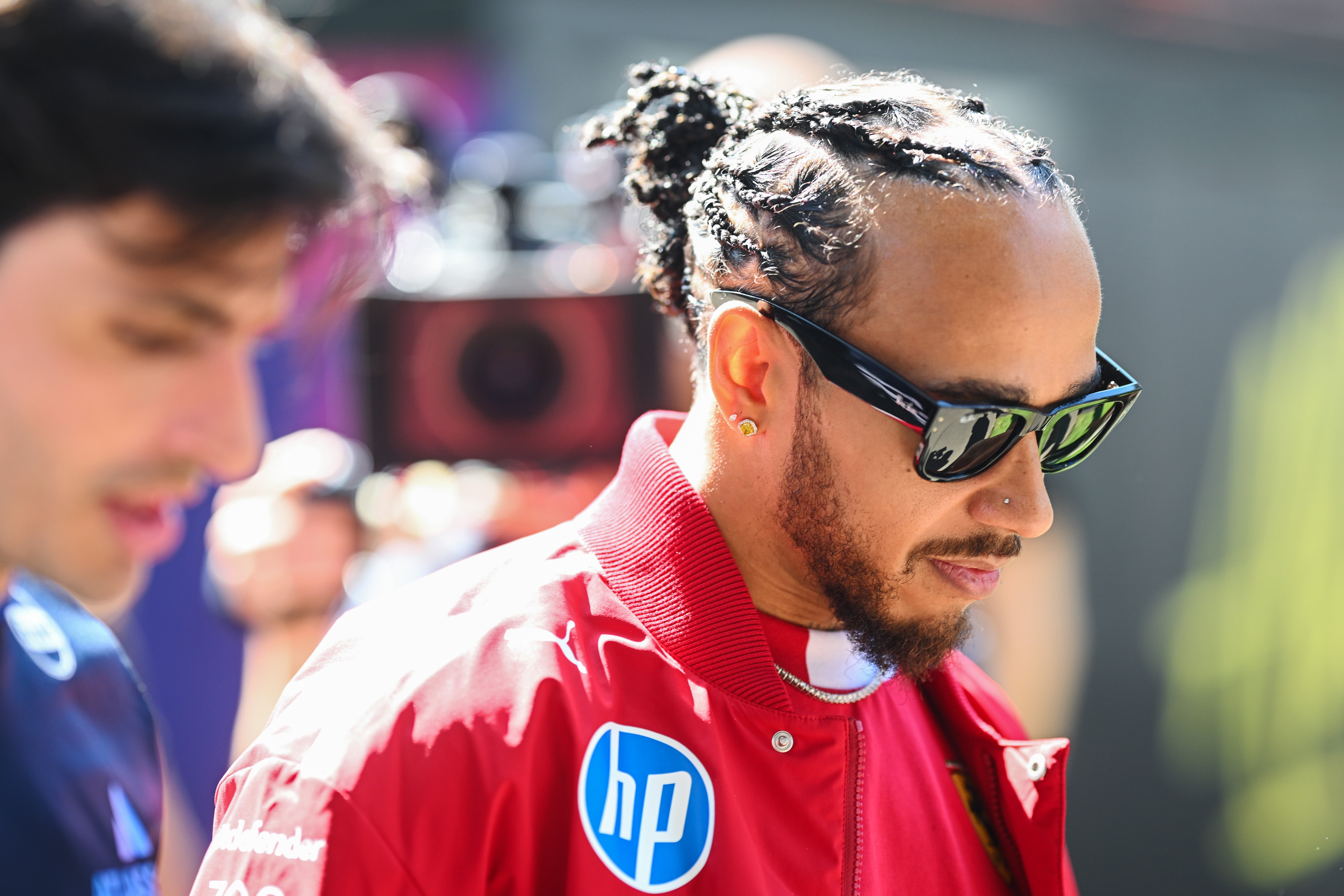 Hamilton chatted to Carlos Sainz as they left Thursday’s press conference