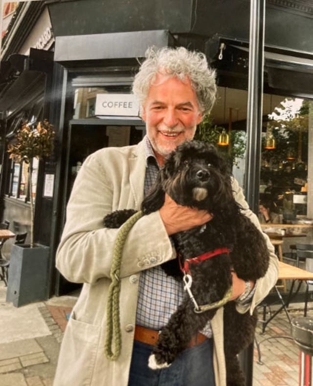 <p>Harry Eyres and his dog Ebony </p>