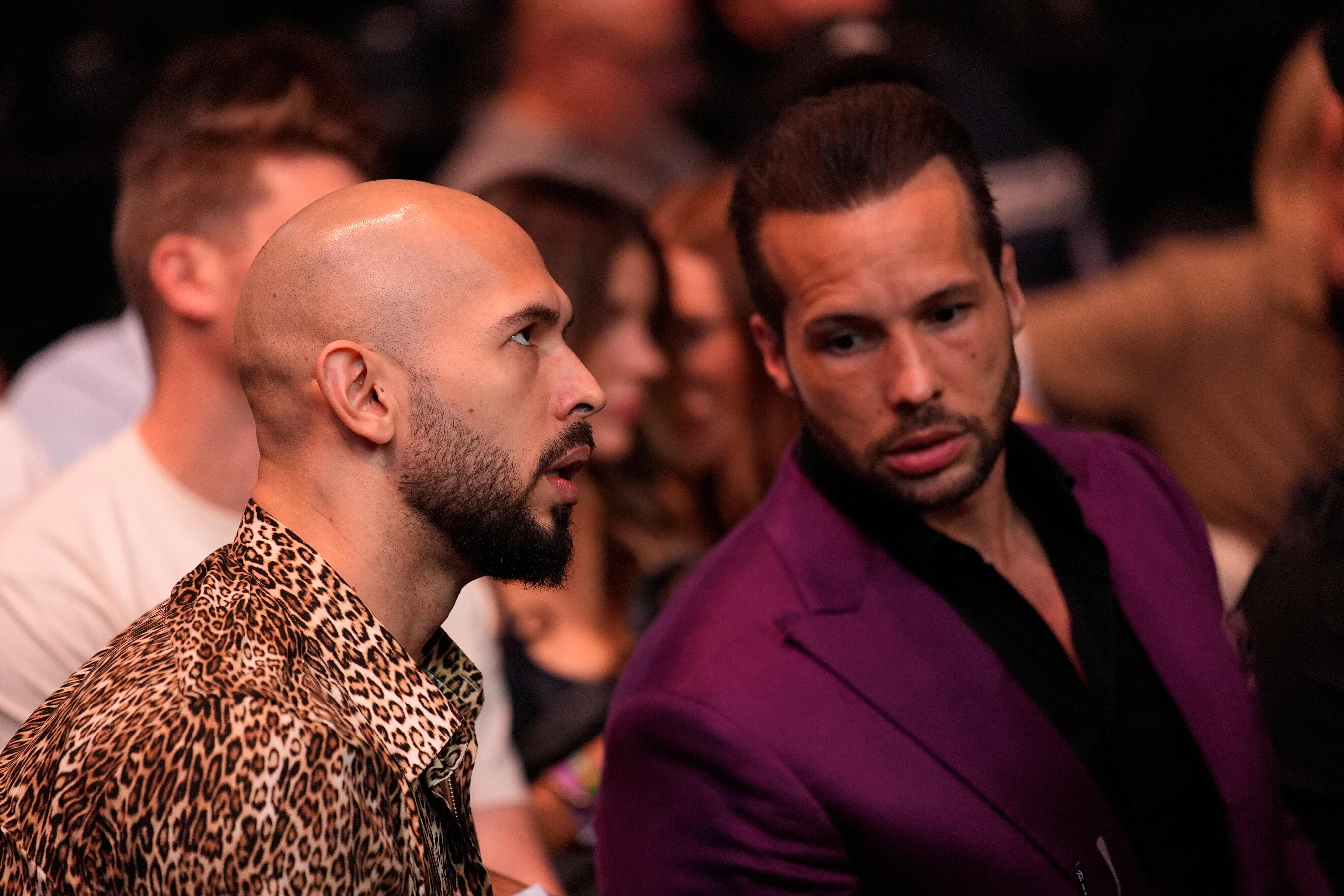 Andrew Tate (left) and Tristan Tate at a UFC 313 mixed martial arts event in Las Vegas (John Locher/AP/PA)