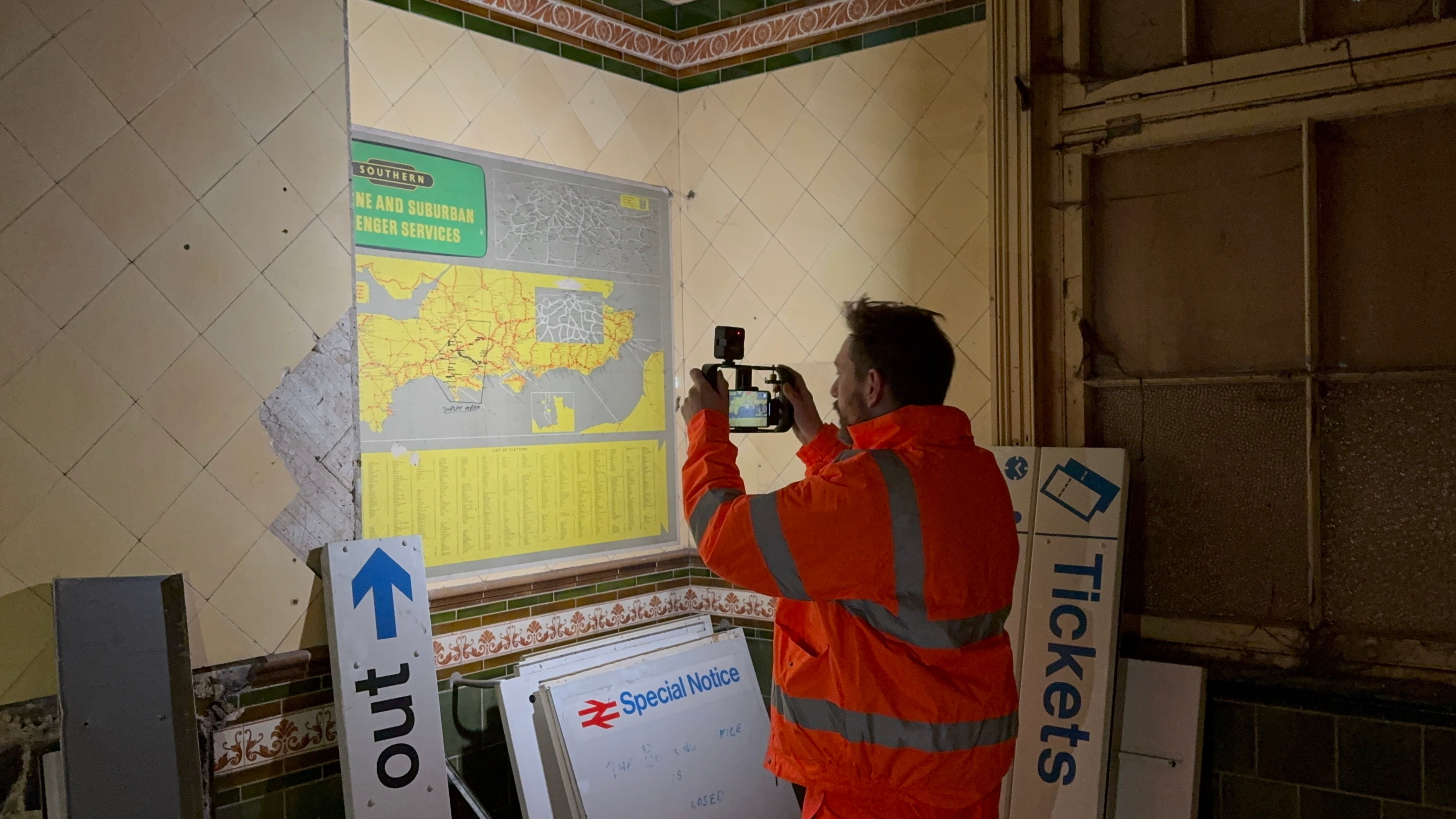 Platform 1 was found to contain a building featuring a map from the pre- Dr Richard Beeching era.