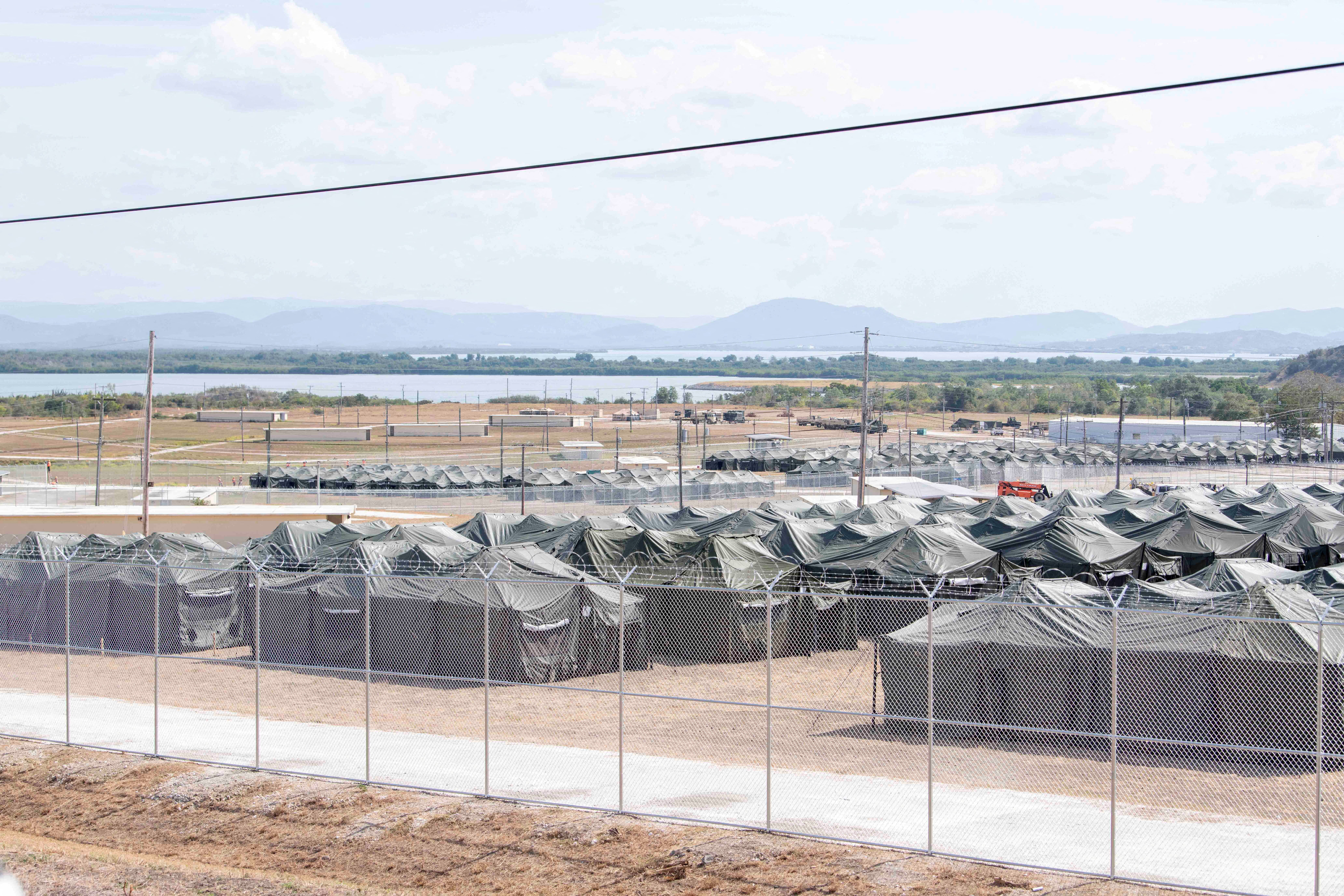 Newly built tents pictured at Guantánamo Bay late last month. The administration cost taxpayers $16 million by detaining some 300 migrants at the facility before flying them back to the US