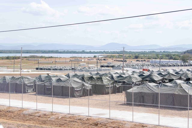 <p>Newly built tents pictured at Guantánamo Bay late last month. The administration cost taxpayers $16 million by detaining some 300 migrants at the facility before flying them back to the U.S.</p>