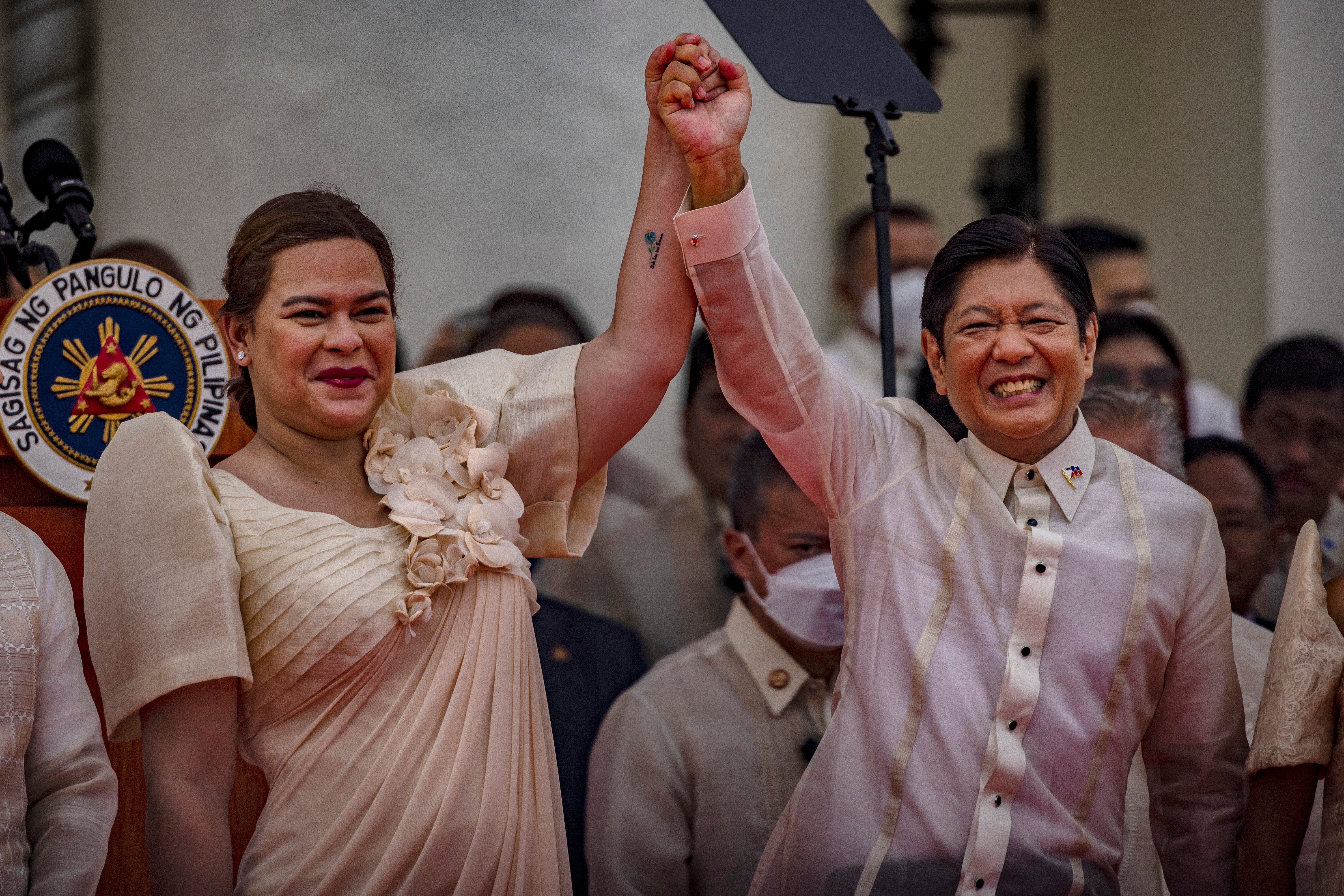 President Ferdinand Marcos Jr with vice president Sara Duterte in 2022