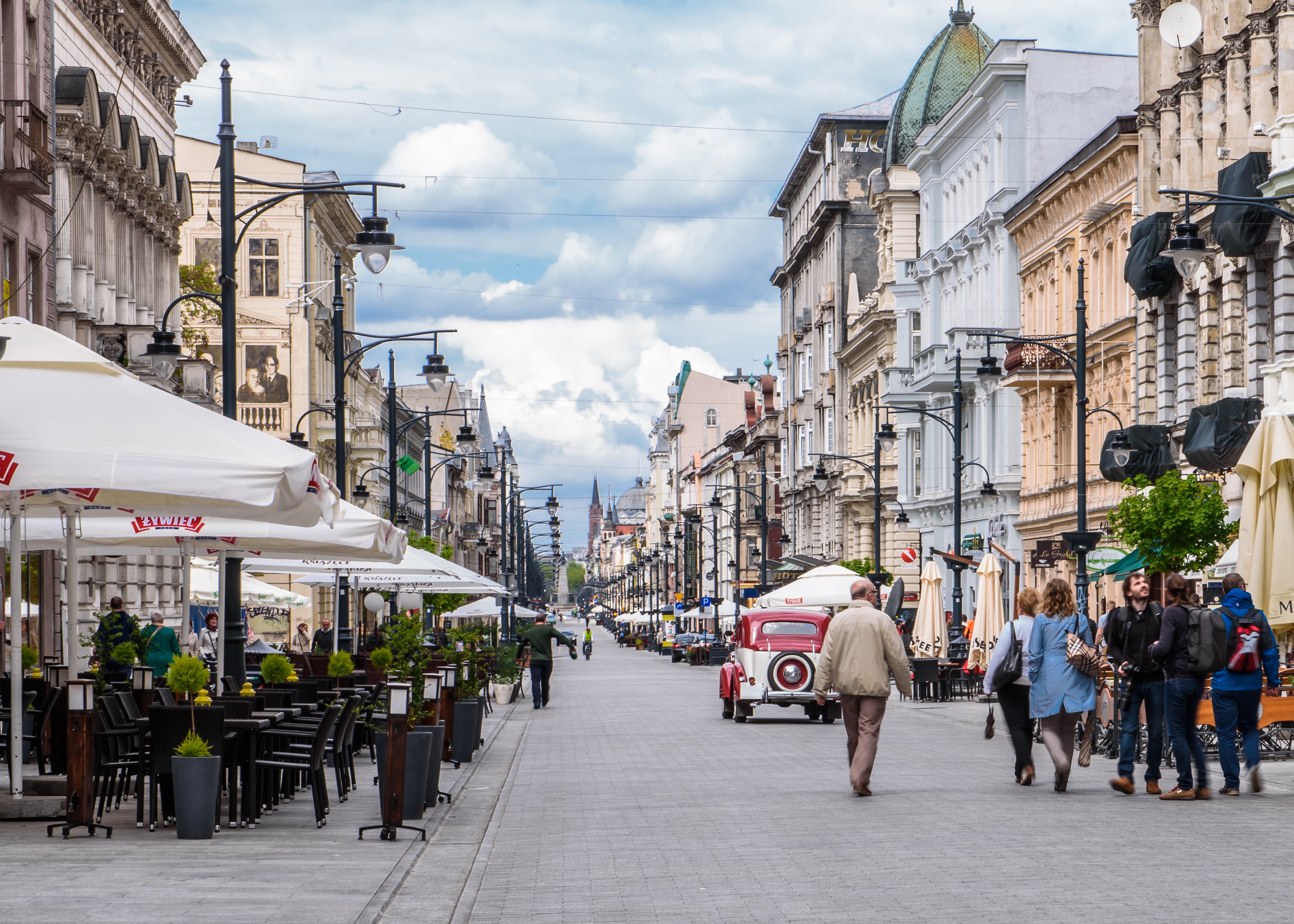 Piotrkowska Street is filled with cafes and restaurants