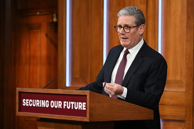 Sir Keir Starmer said ‘new commitments’ had been made during a meeting of the ‘coalition of the willing’ on Saturday morning. (Leon Neal/PA)