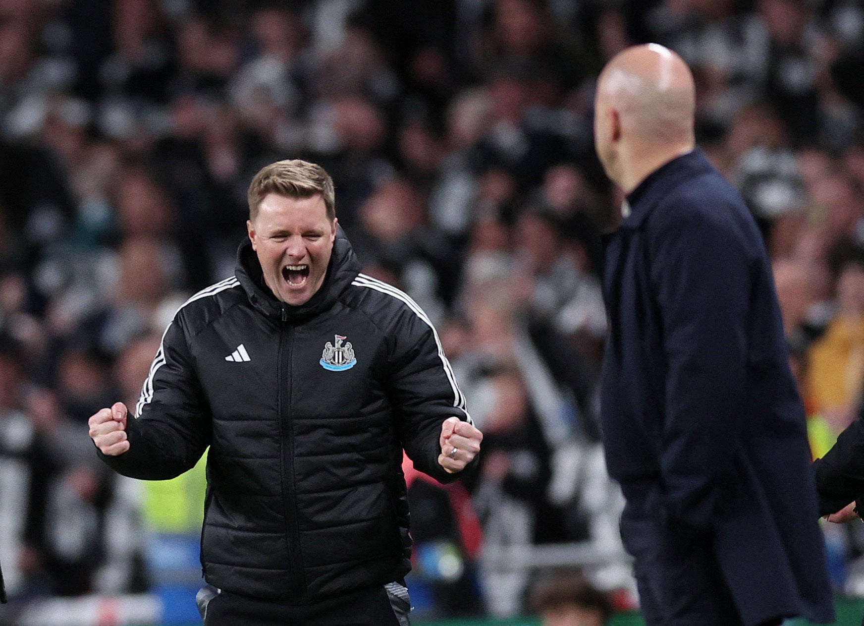 Newcastle head coach Eddie Howe celebrates