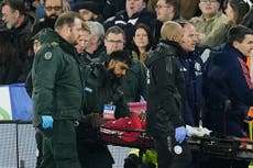Ayden Heaven stretchered off in Manchester United’s clash with Leicester