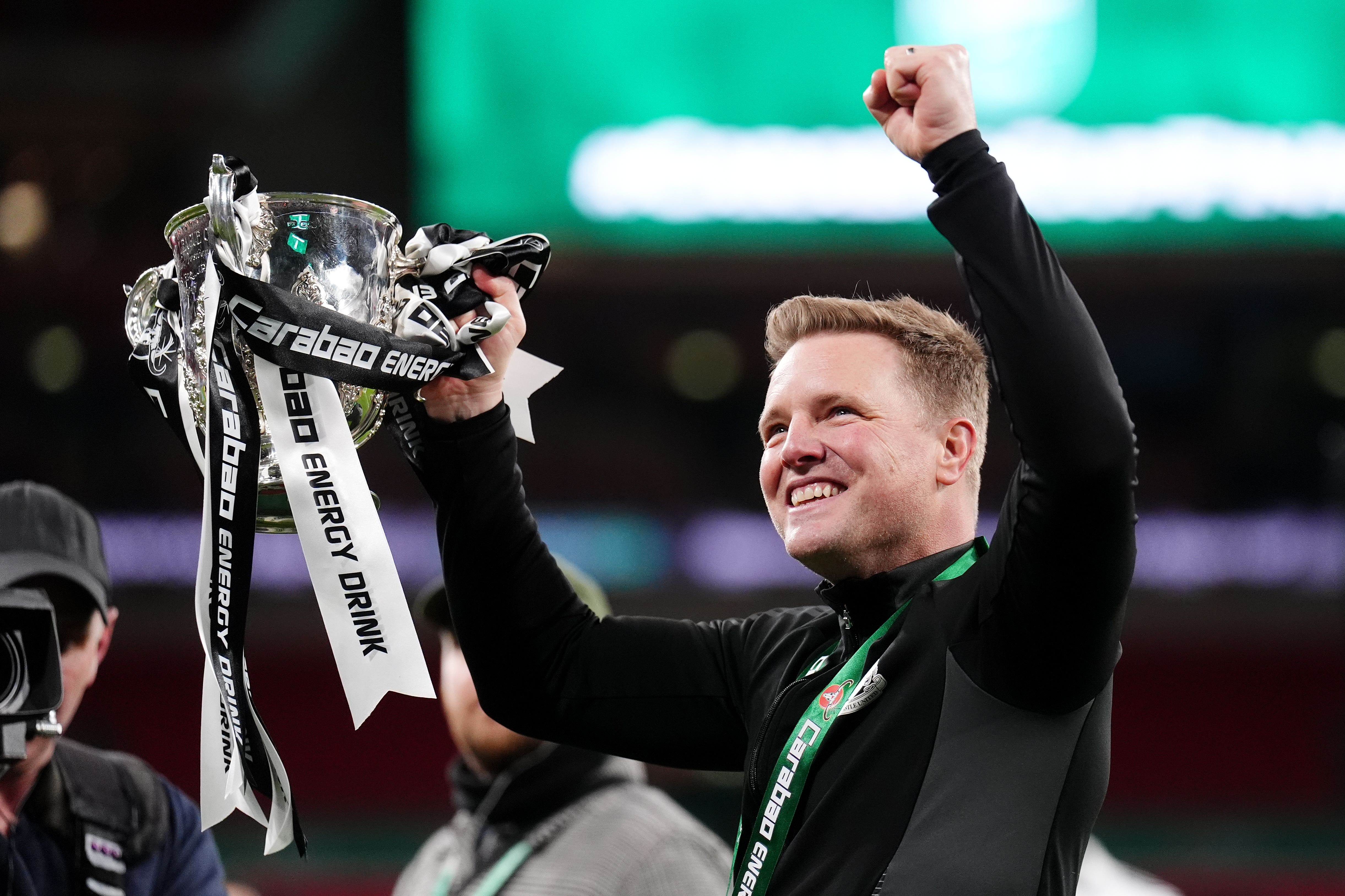 Eddie Howe’s thoughts turned to his family in the aftermath of Newcastle’s Carabao Cup final victory over Liverpool