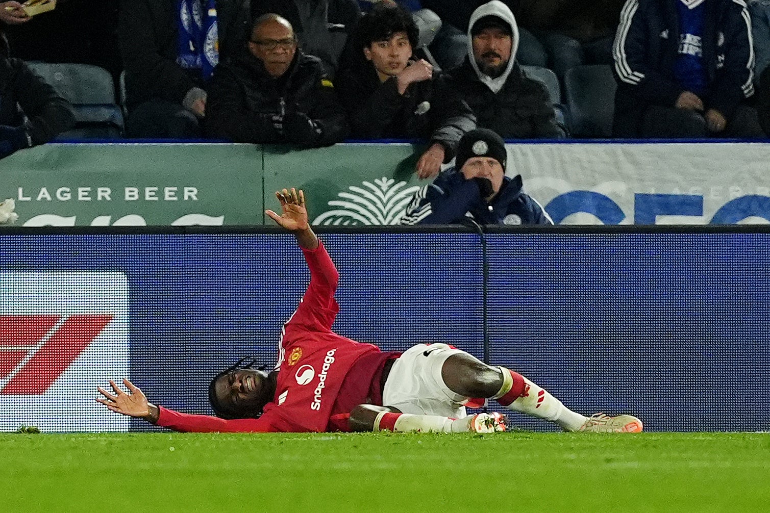 Ayden Heaven suffered a serious-looking injury at the King Power Stadium