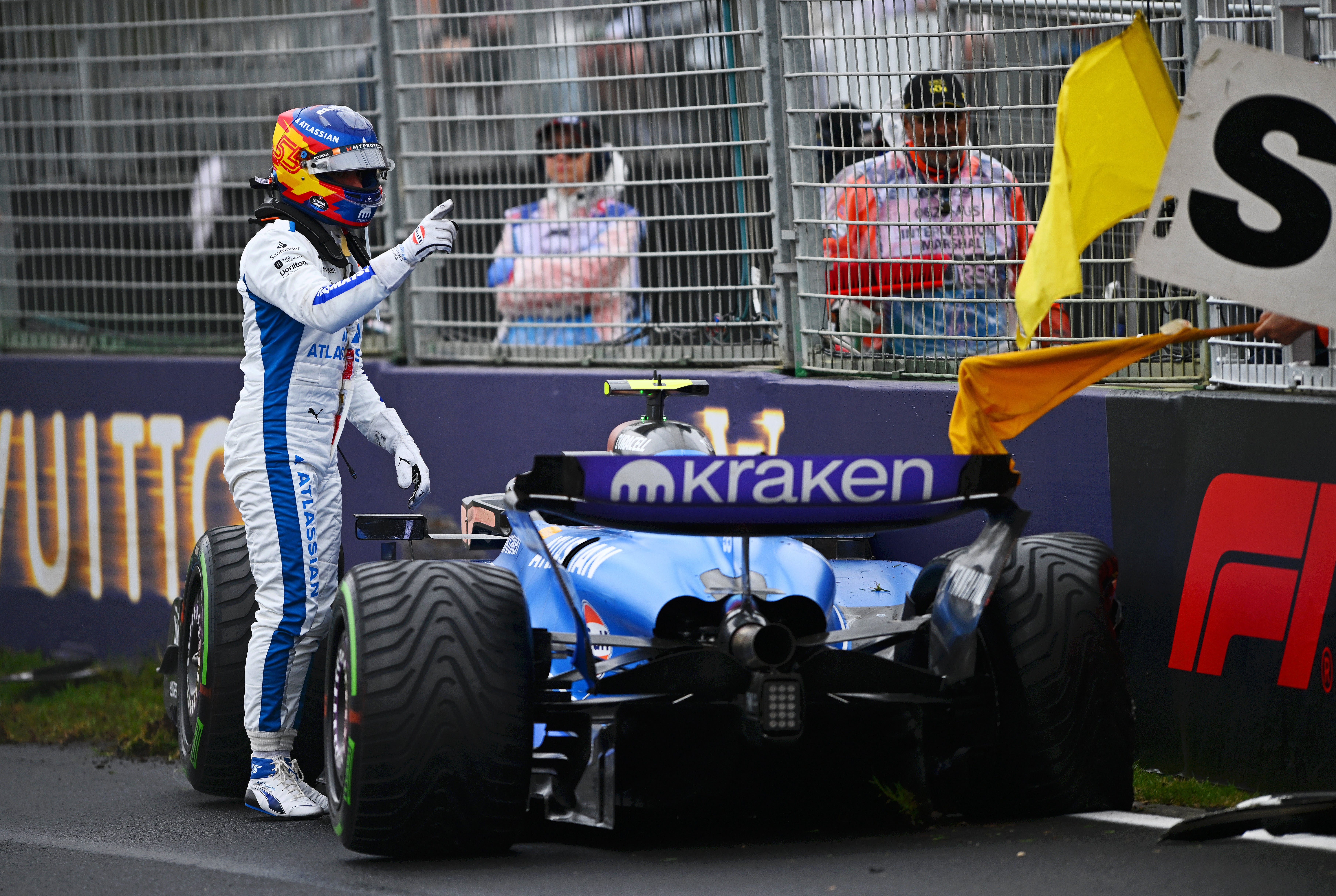 Carlos Sainz crashed out behind the safety car