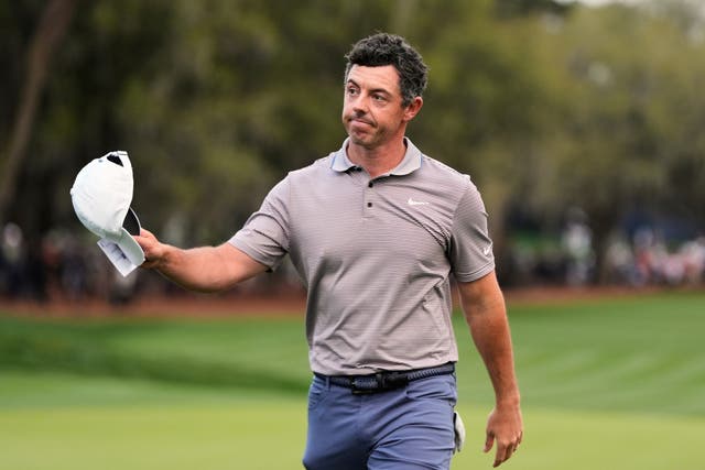 Rory McIlroy was caught at the top of the leaderboard (Julia Demaree Nikhinson/AP)