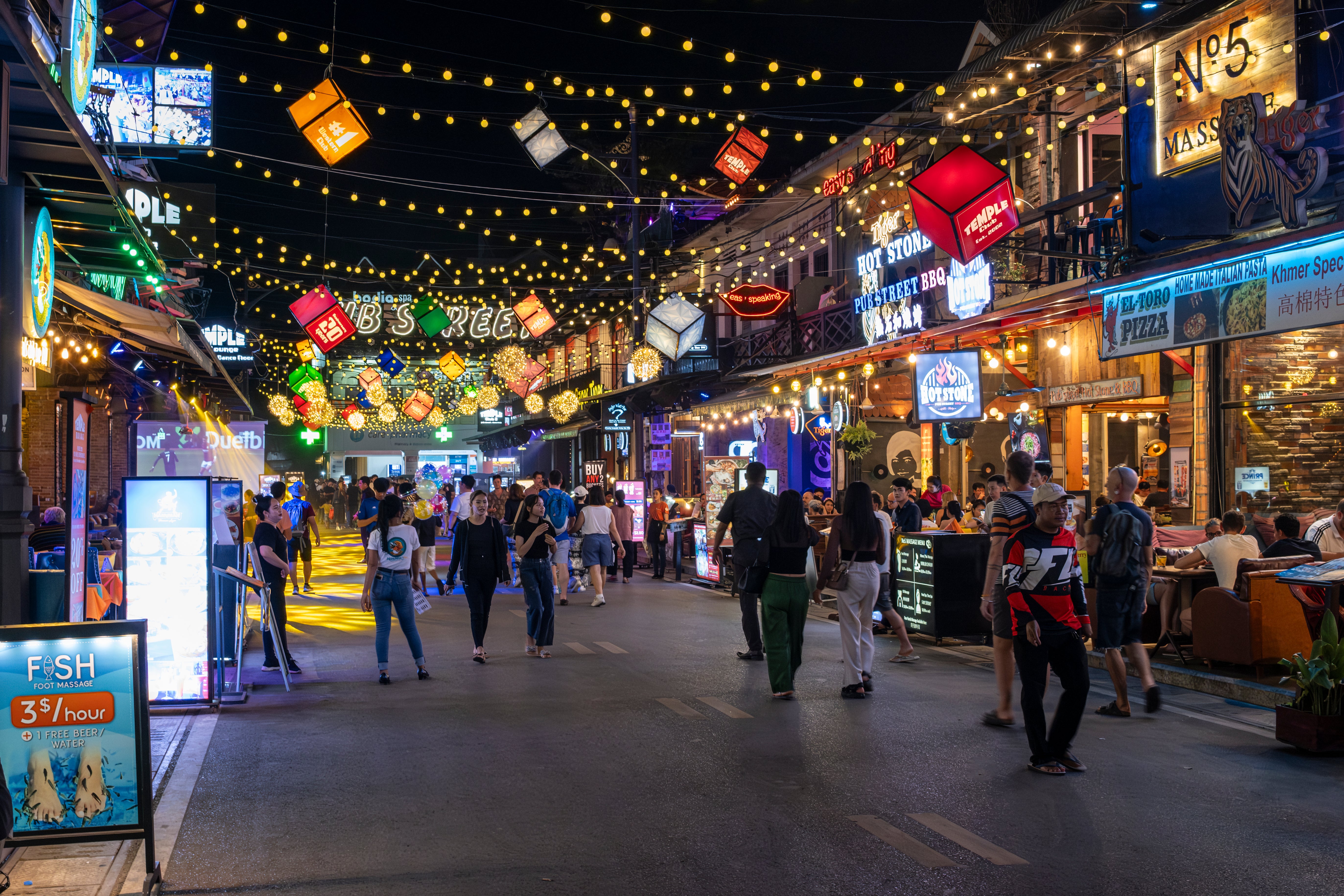 Pub Street, the centre of nightlife in Siem Reap