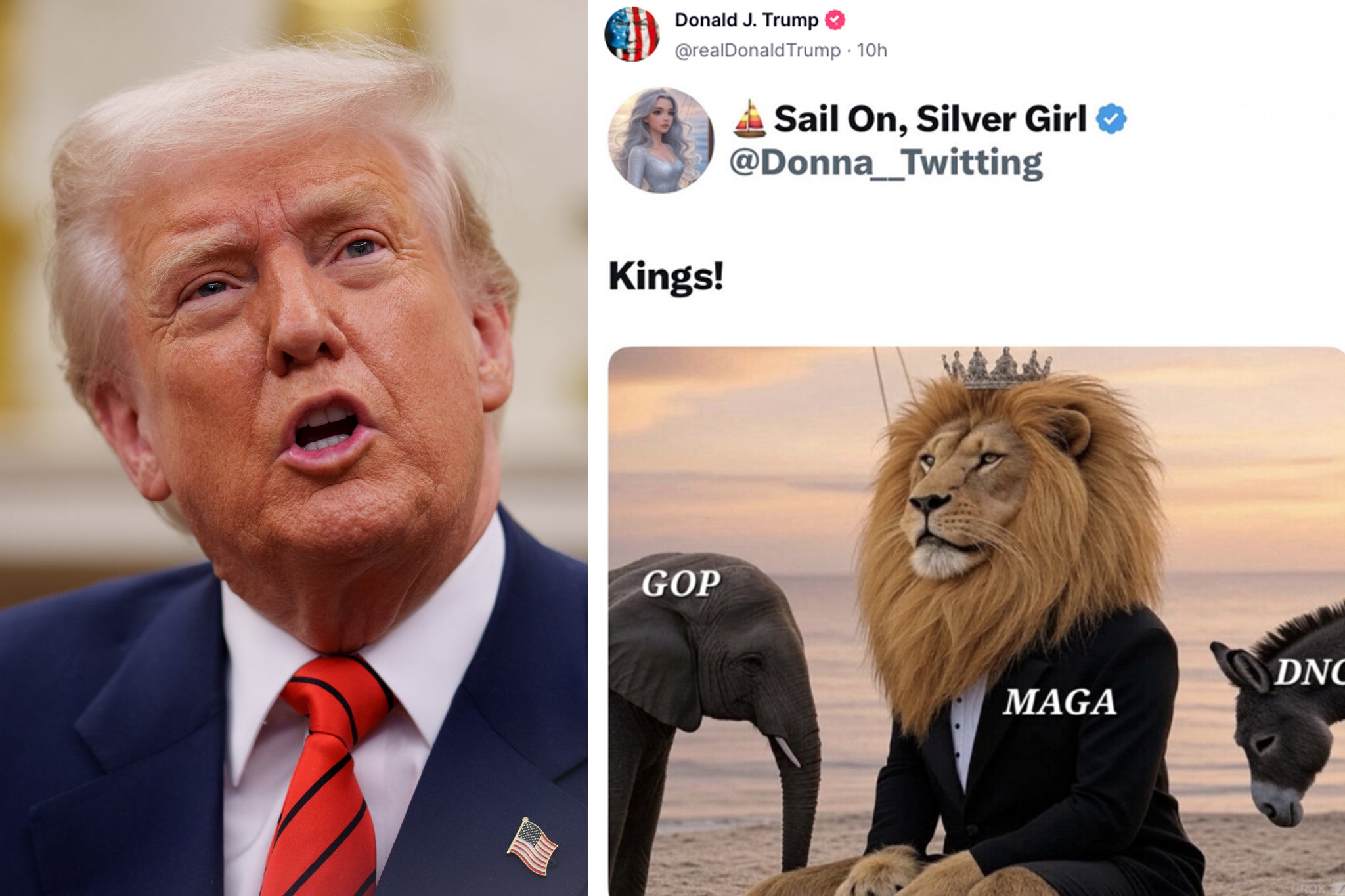 <p>Donald Trump has once again referred to himself as a king on social media after sparking backlash last month </p>