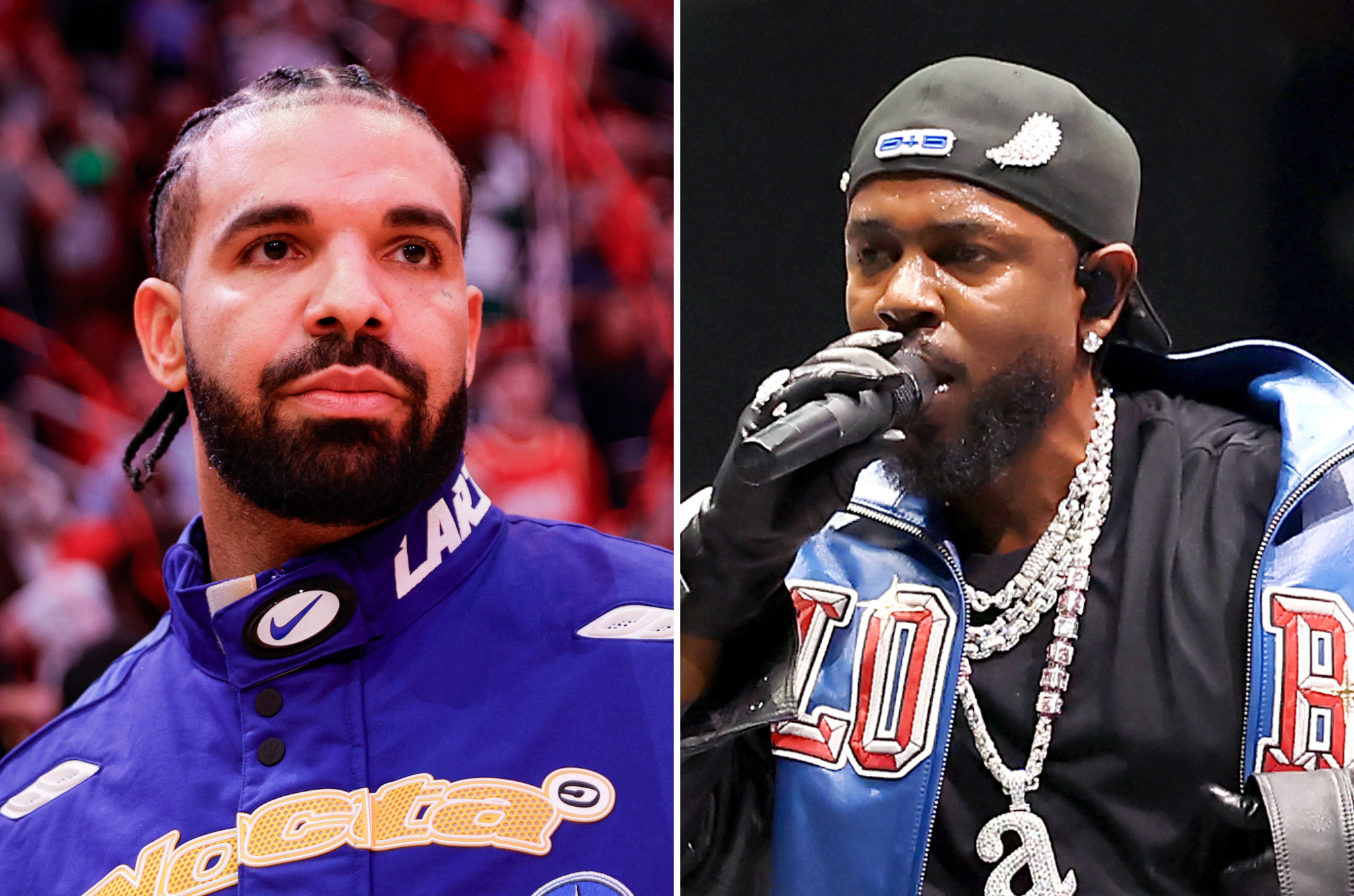 Drake (left) has sued Universal Music Group for defamation over its release of Kendrick Lamar’s hit track ‘Not Like Us’