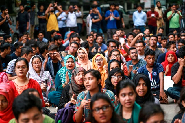 <p>File: Students of Bangladesh University of Engineering and Technology take part in a protest in Dhaka on 10 October 2019</p>