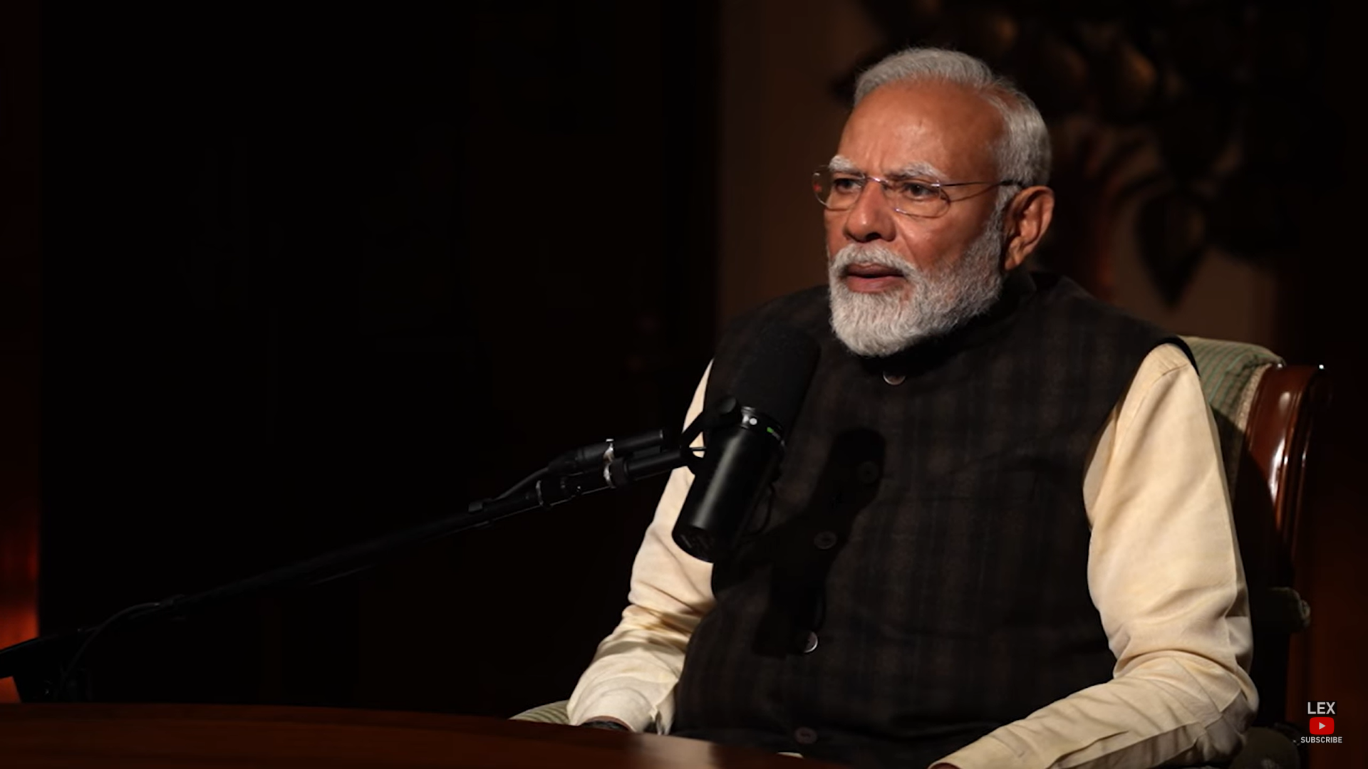 <p>Indian prime minister Narendra Modi during his podcast with Lex Fridman</p>