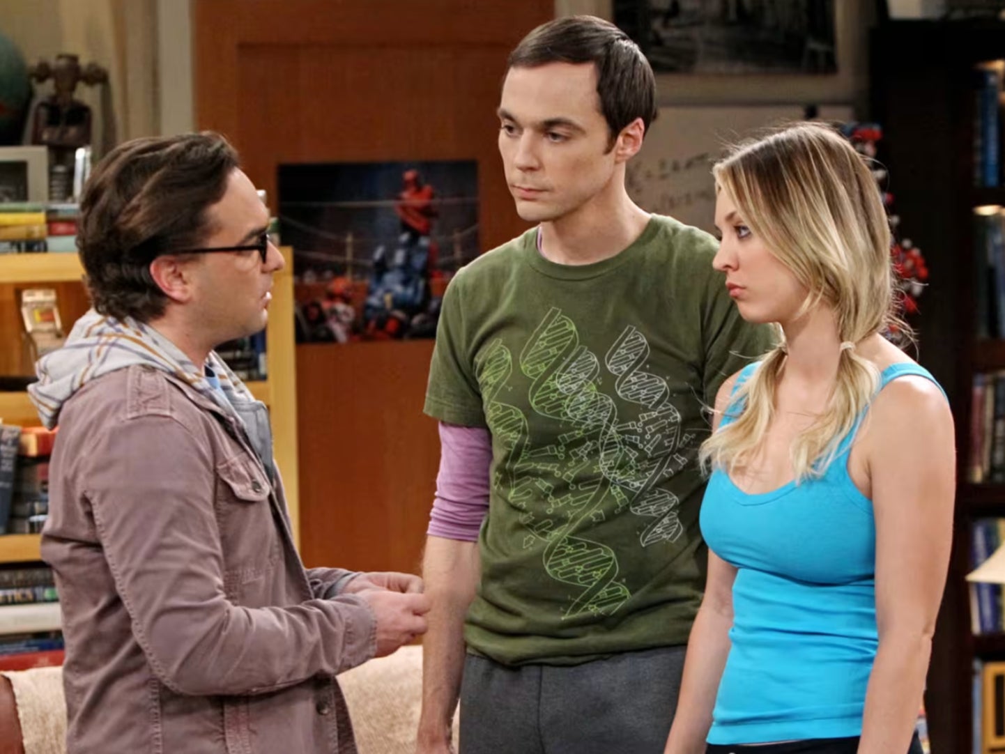 Johnny Galecki, Jim Parsons and Kaley Cuoco in ‘The Big Bang Theory’