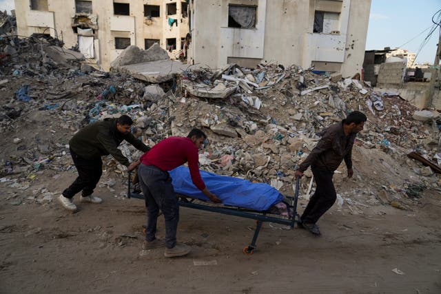<p>The aftermath of bombing in Gaza City on 18 March </p>