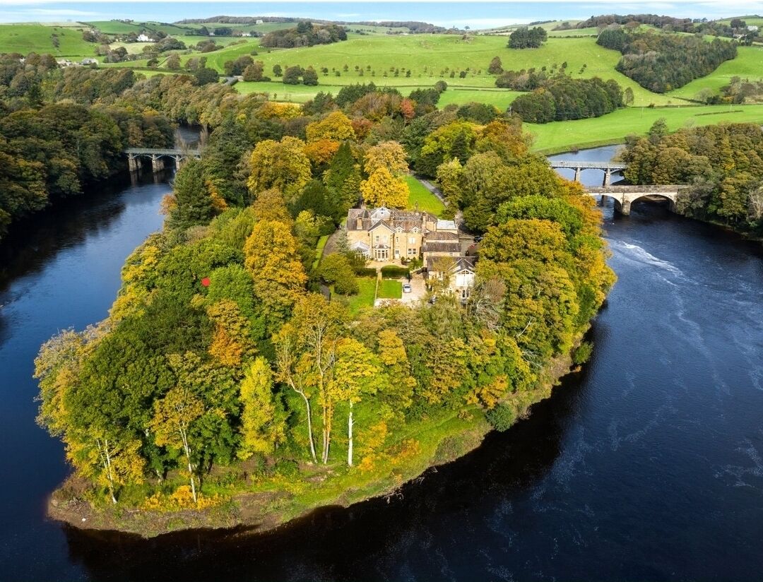 Hermitage House sits on a private island in Lancashire