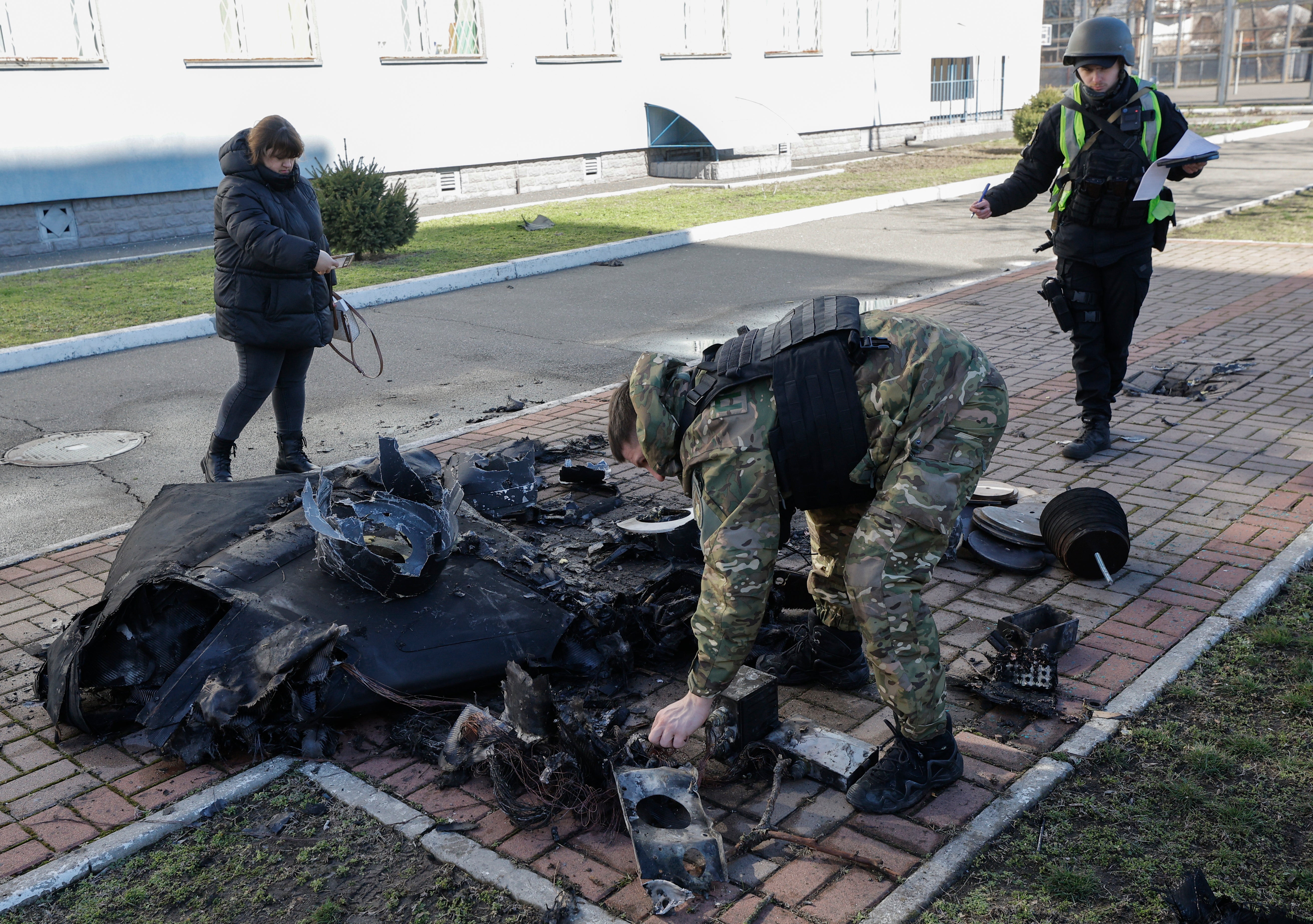 Ukraine experts inspect Russian drone debris