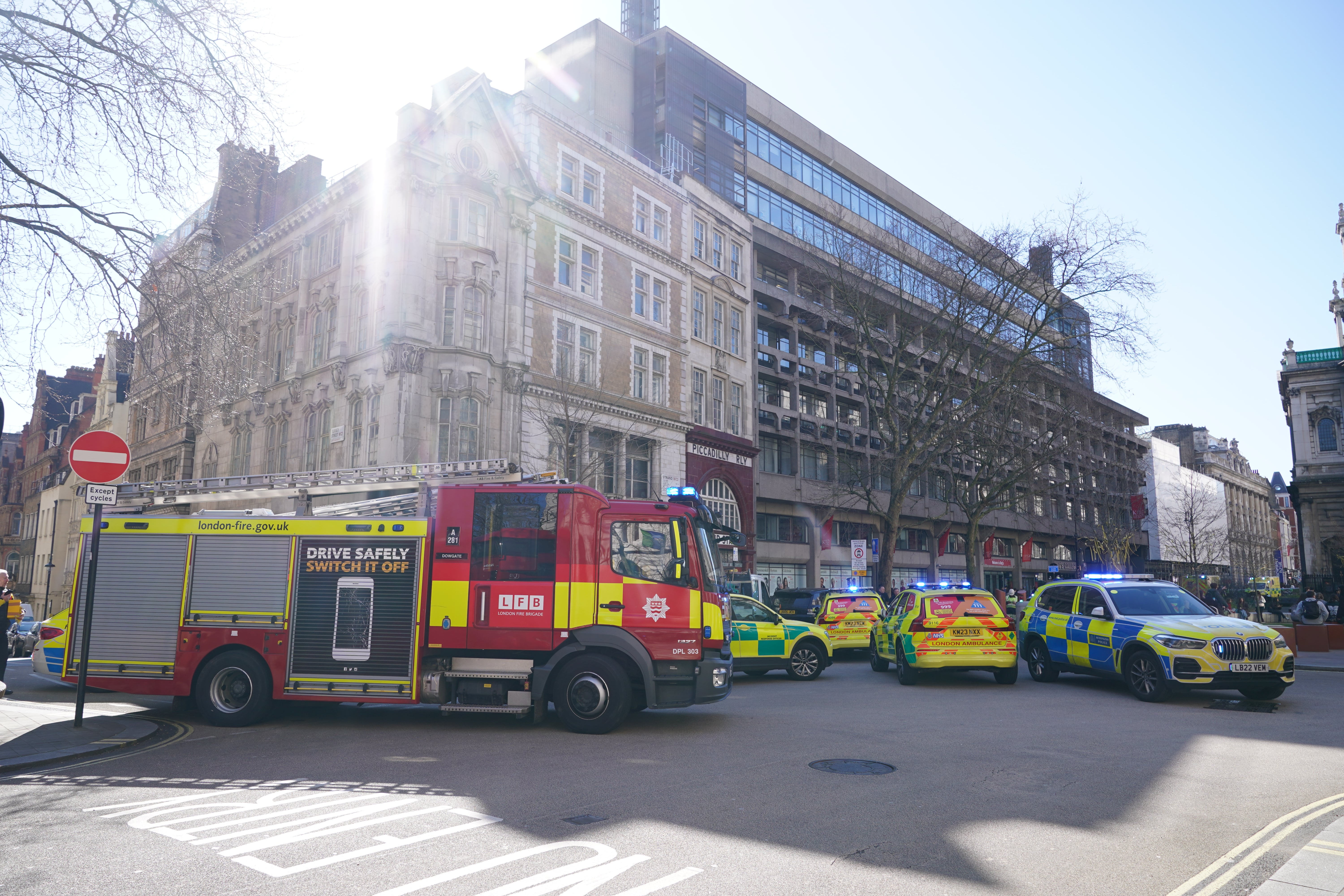 Fire engines and paramedics rushed to The Strand just before midday