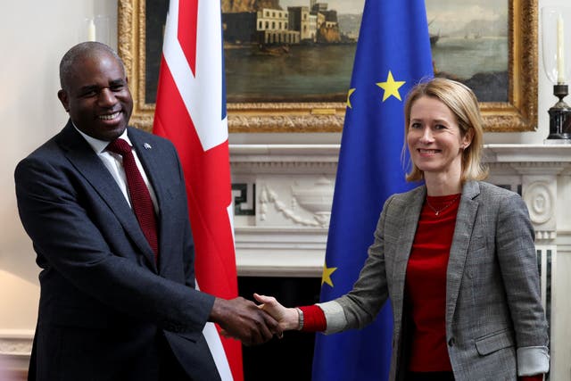 David Lammy welcomes EU high representative for foreign affairs Kaja Kallas (Isabel Infantes/PA)