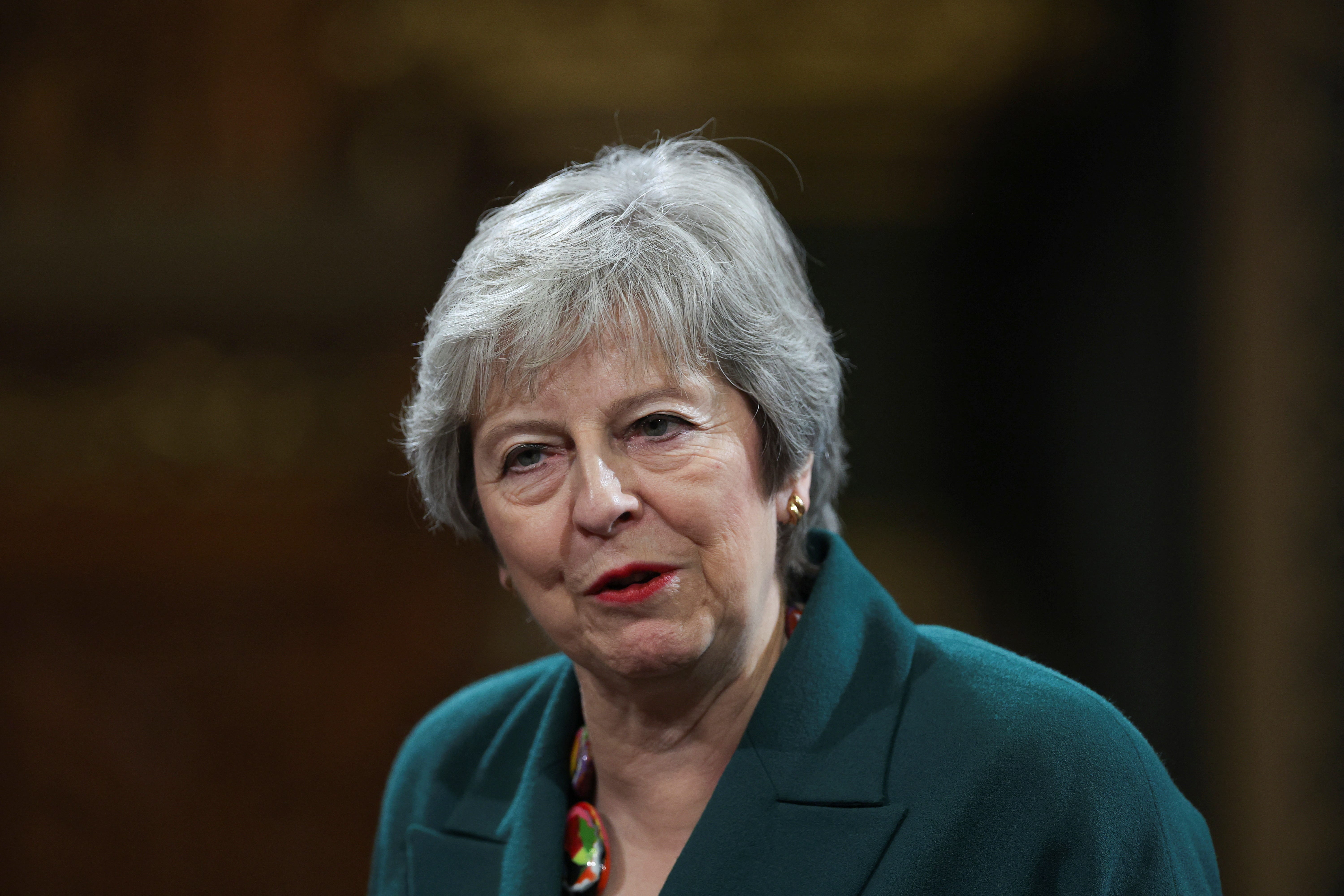 Theresa May posted on X about Kemi Badenoch’s comments on net zero (Hannah McKay/PA)