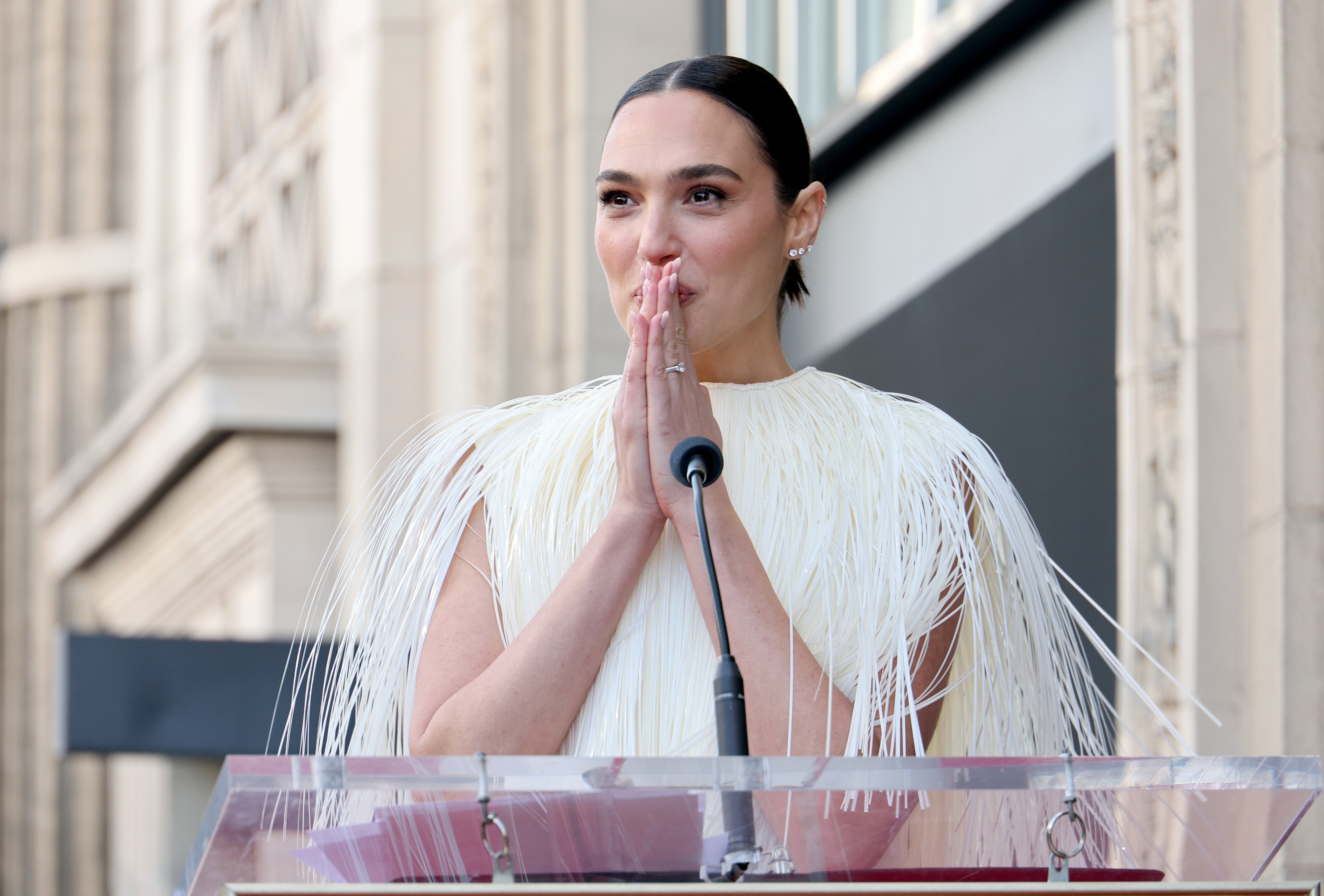 ‘Snow White’ star Gal Gadot had her Hollywood Walk of Fame ceremony disturbed by protesters on Tuesday