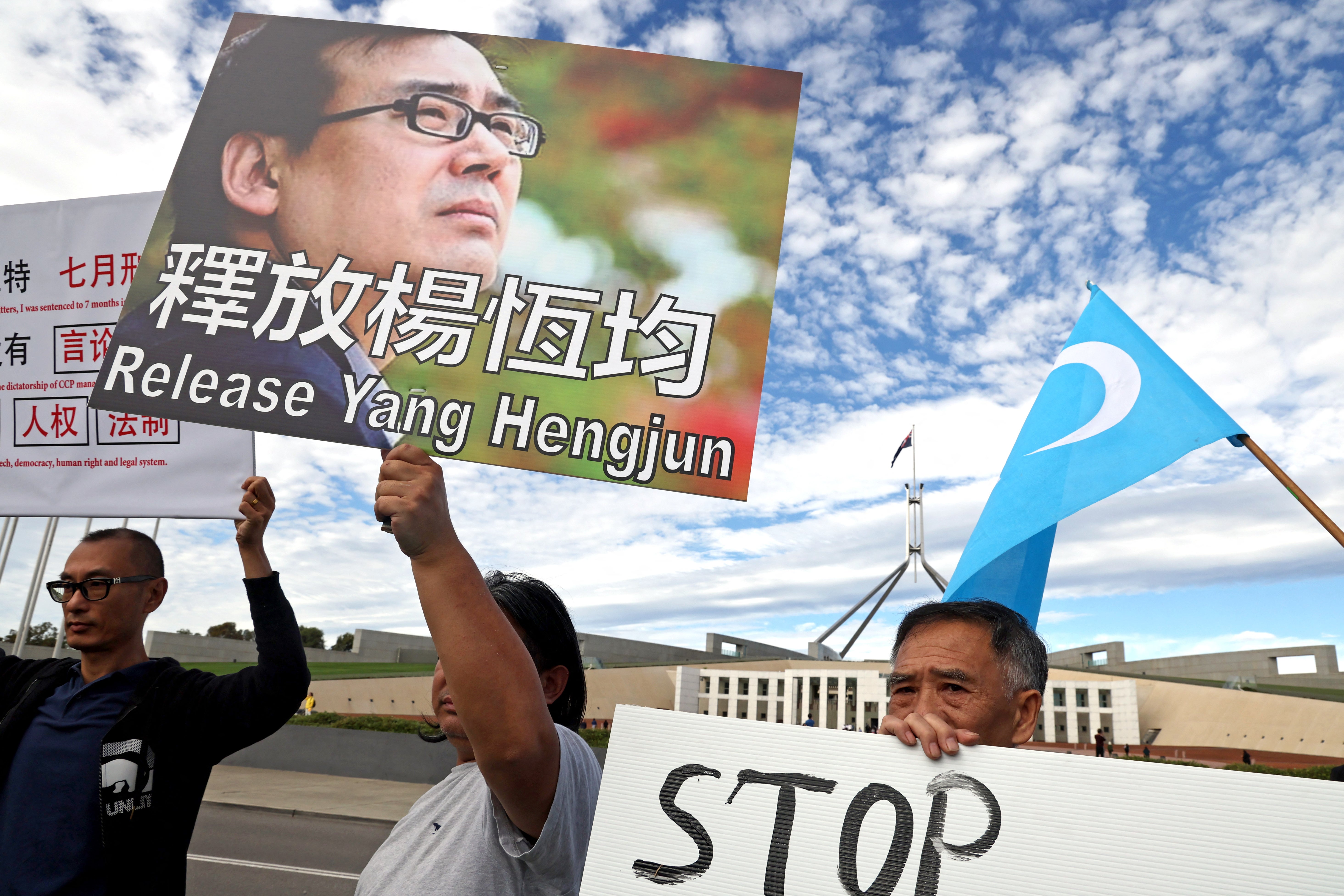 File. Protesters demanding release of writer and businessman Yang Hengjun during a rally in Canberra on 20 March 2024