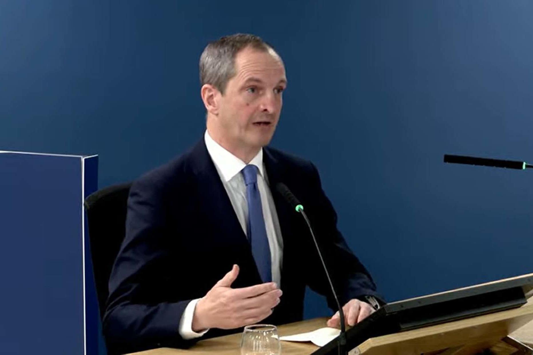 Former health minister Lord Bethell giving evidence at the UK Covid-19 Inquiry (UK Covid-19 Inquiry/PA)