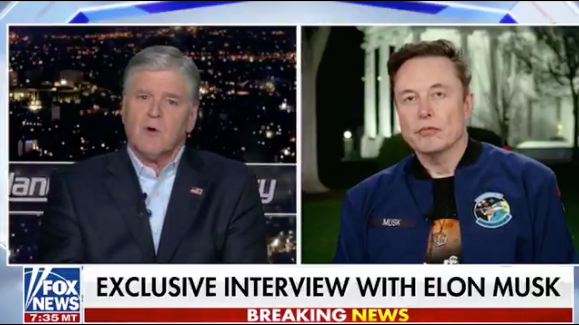 Sean Hannity interviews Elon Musk after a string of attacks against him and Tesla