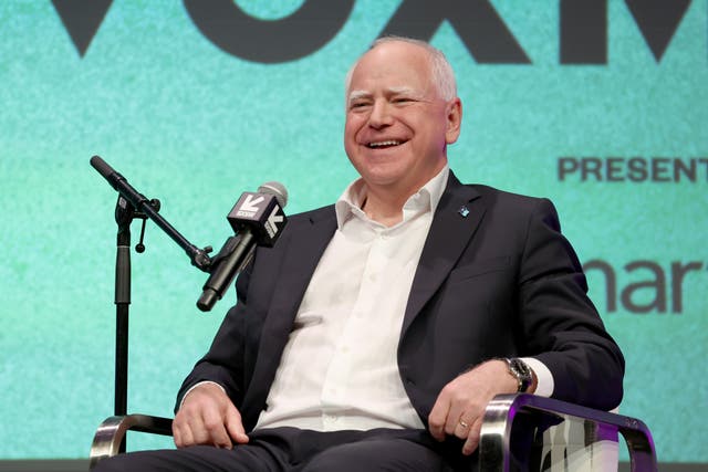<p>Tim Walz speaks at the Today, Explained live podcast at the Vox Media Podcast Stage presented by Smartsheet at SXSW on March 8, 2025, in Austin, Texas</p>