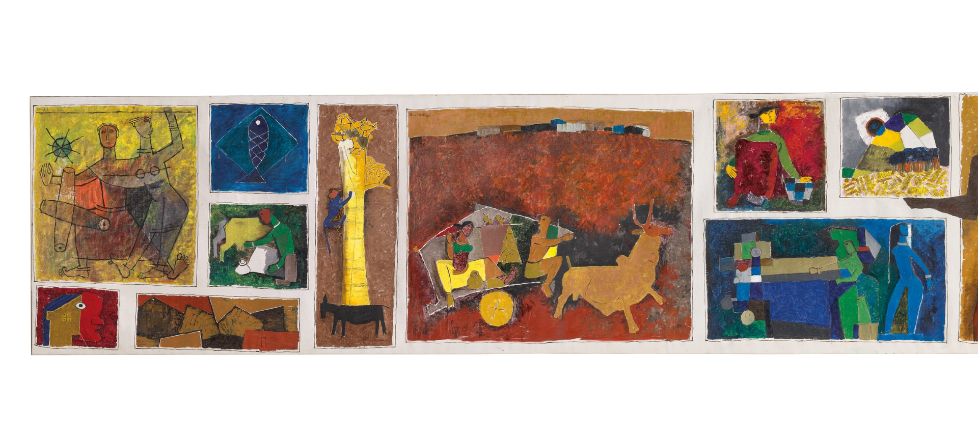 Untitled (Gram Yatra) by MF Husain has become the most expensive work of modern Indian art ever sold at a public auction