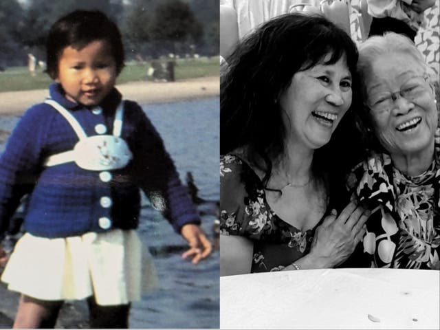 <p>Rachel Rollinson as a baby, and when reunited with her mother</p>