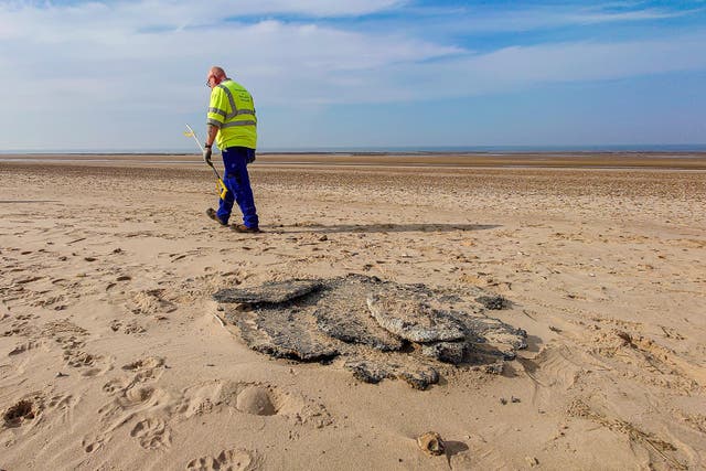 A clean-up is under way on Holme Beach, Norfolk (Borough Council of King’s Lynn and West Norfolk/PA)