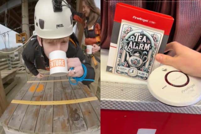 TikTok users have shared creative ways of explaining a viral trend pranking Americans into believe Britain has a daily alarm reminding the public to drink tea (Hangloose Adventure/South Yorkshire Fire and Rescue Service/PA)