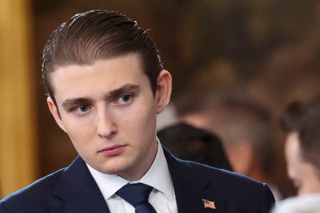 <p>Barron Trump attends inauguration ceremonies in the U.S. Capitol Rotunda on January 20. Thursday marked his 19th birthday</p>