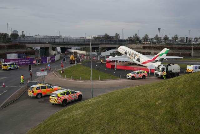 <p>Roads to London Heathrow are blocked after the fire at a nearby sub-station forced closure of the airport</p>