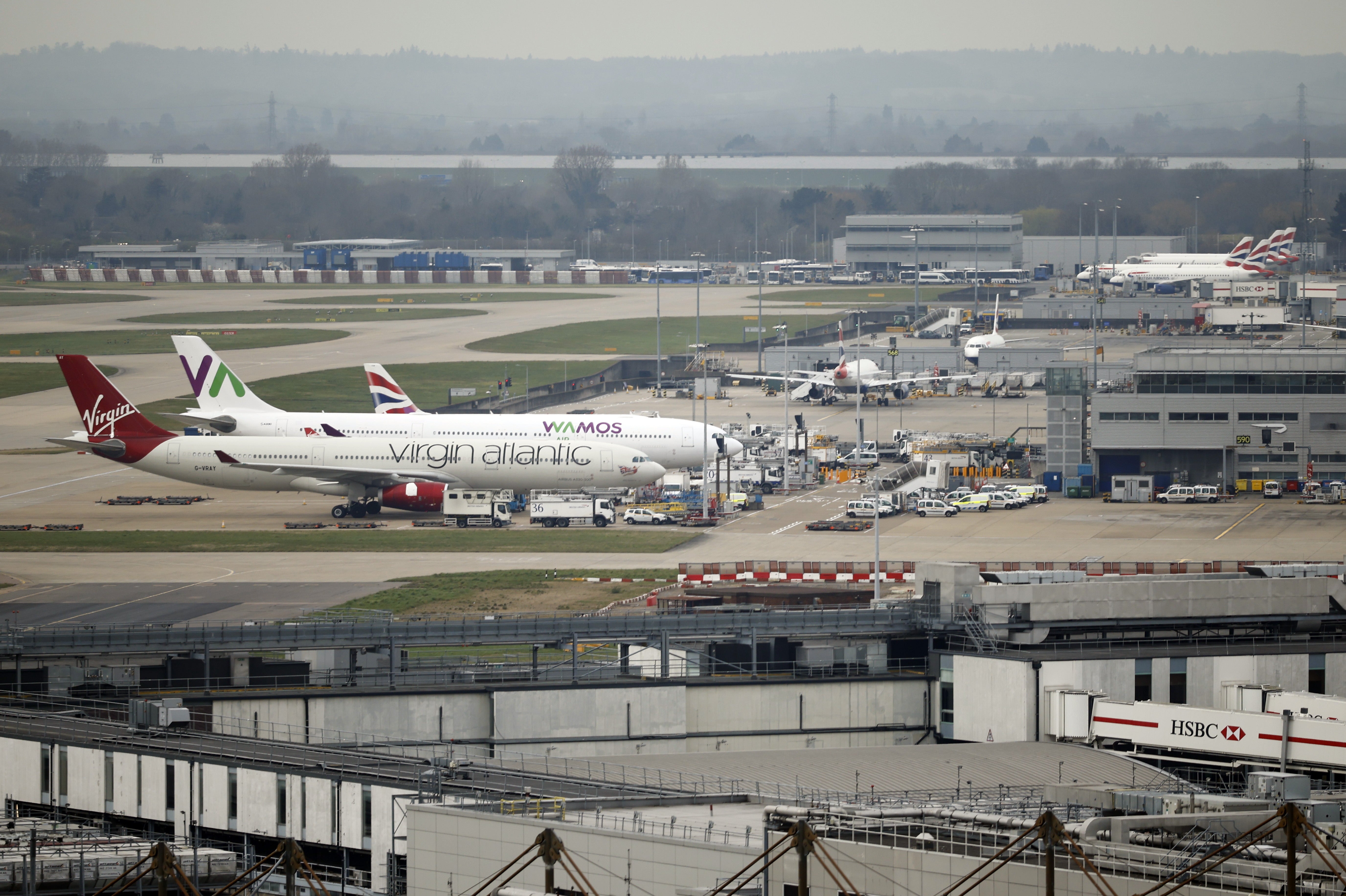 Aircraft grounded at Heathrow Airport after the closure as a result of a substation fire